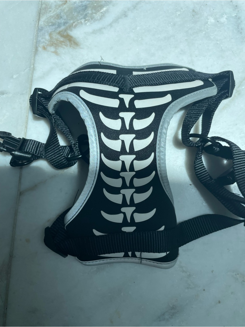 Black Skeleton Print Pet Harness medium